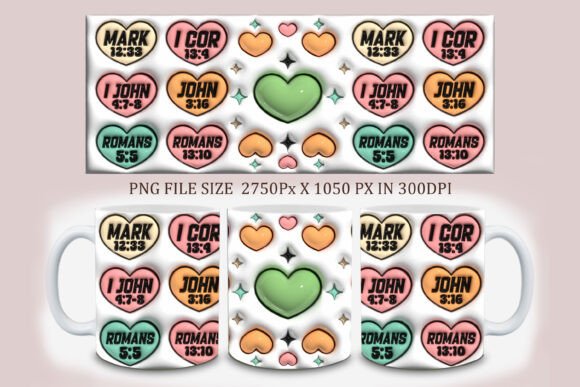 3D Christian Valentine Mug Design for Tumbler Wraps
