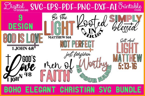 Boho Elegant Christian SVG Bundle for Crafts