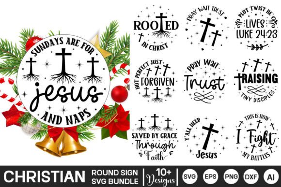 Christian Round Sign SVG Bundle for Crafts Projects
