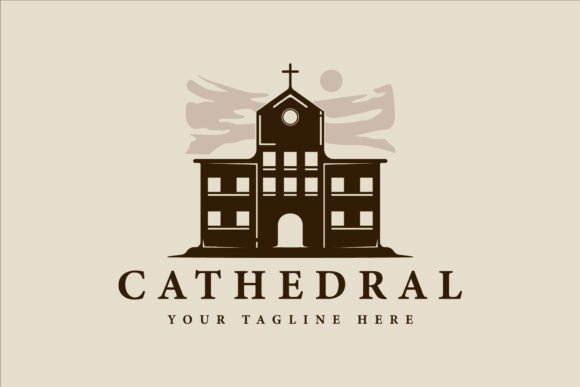 Church Architecture Logo Vintage Vector for Logos