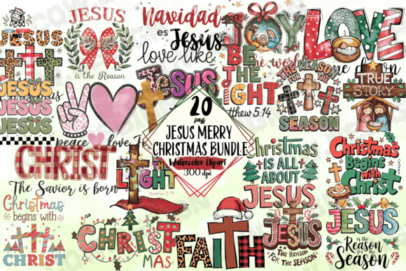 Jesus Merry Christmas Clipart PNG Bundle