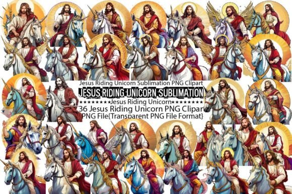 Jesus Riding Unicorn Sublimation Bundle and Print Templates