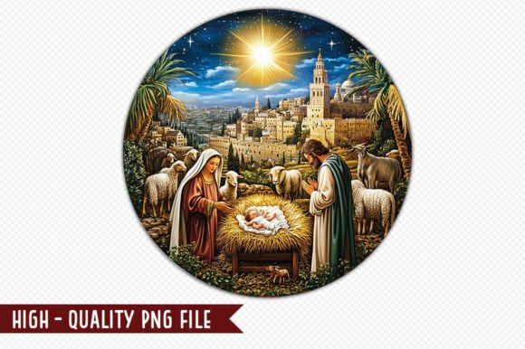 Nativity of Jesus Round Clipart Design
