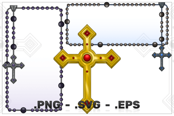 Photo Frame with Christian Rosary Illustrations