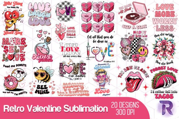 Retro Valentine Sublimation Bundle for Crafts