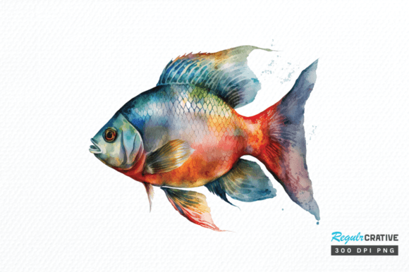 Watercolor Christian Fish Clipart PNG & Crafts