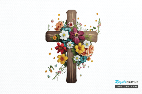 Watercolor Wooden Christian Cross Clipar in Crafts